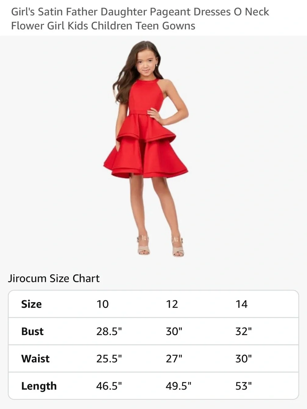 Red Satin Tiered Halter Pageant Dress